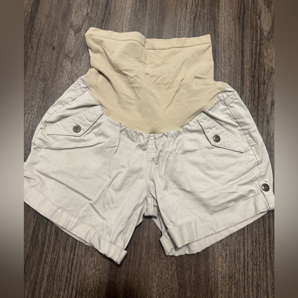 Tan maternity shorts